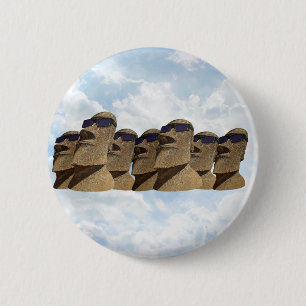 Sieben angesagtes Moai - runder Knopf Button