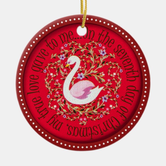 Sieben aswimming Schwäne Keramikornament (Vorne)