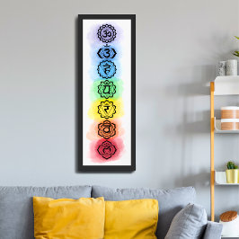 Sieben Chakra-Symbole für spirituelle und Minimali Poster