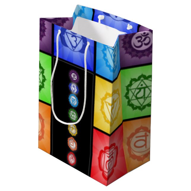Sieben Chakras Meditation Mittlere Geschenktüte (Rückseite Schrägansicht)