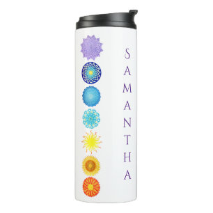 Sieben Chakras Regenbogen-FarbMandalas Thermosbecher