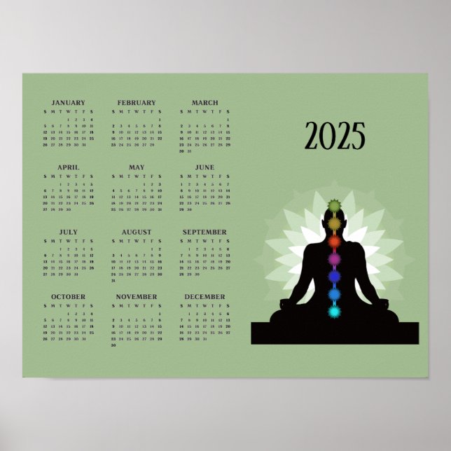 Sieben Chakras Yoga Design 2025 Kalender Poster (Vorne)