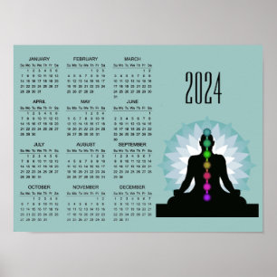 Sieben-Chakren-Yoga-Design-Kalenderposter 2024 Poster