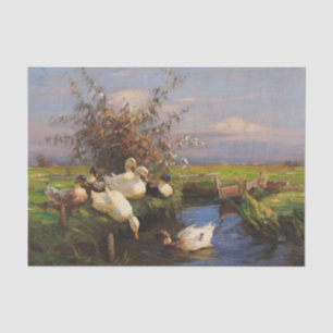 Sieben Enten im Ditch von Alexander Koester Seidenpapier