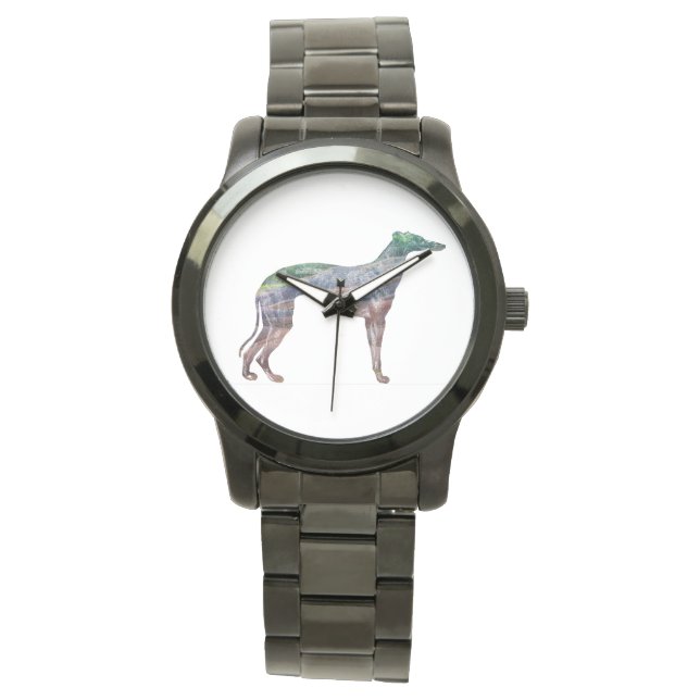 Sieben farbige Windhunde Armbanduhr (Vorderseite)