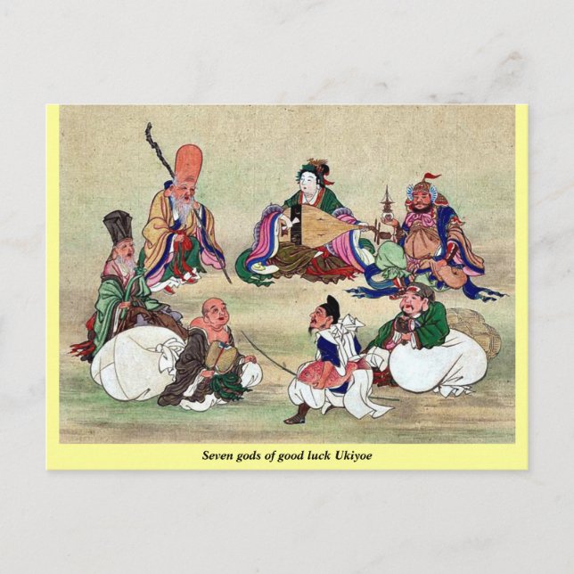 Sieben Götter von viel Glück Ukiyoe Postkarte (Vorderseite)
