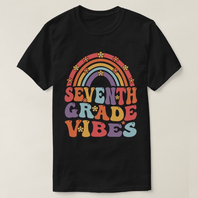 Sieben Grad Vibes Boho Regenbogen zurück zur Schul T-Shirt (Design vorne)