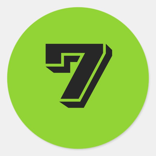Sieben große runde Green Number Stickers von Janz (Vorderseite)