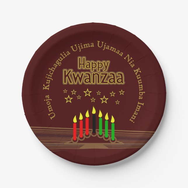 Sieben Grundsätze von Glück für Kwanzaa 7" Pappteller (Vorderseite)
