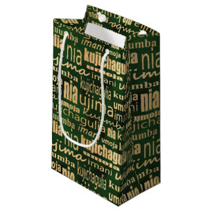 Sieben Grundsätze von Kwanzaa (grün/Gold) Kleine Geschenktüte