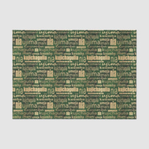 Sieben Grundsätze von Kwanzaa (grün/Gold) Seidenpapier