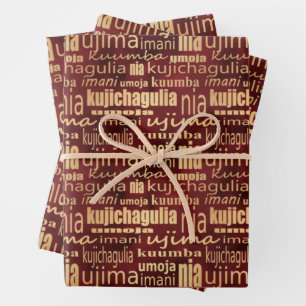Sieben Grundsätze von Kwanzaa (Rot/Gold)  Geschenkpapier Set