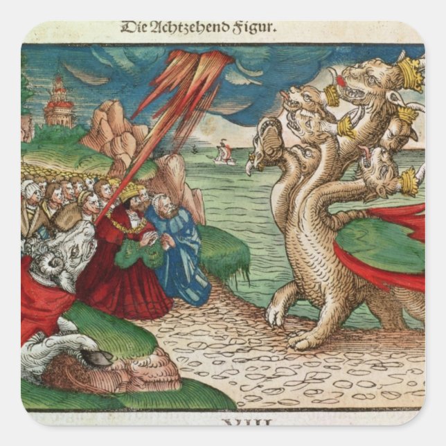 Sieben-köpfige Schlange aus dem Buch der Quadratischer Aufkleber (Vorderseite)