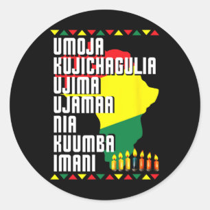 Sieben Prinzipien von Kwanzaa African Map Men Wome Runder Aufkleber