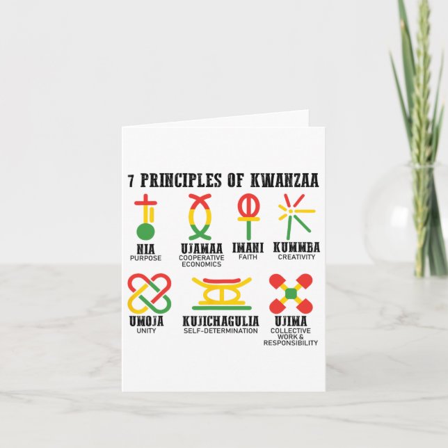 Sieben Prinzipien von Kwanzaa, einem stolzen Afroa Karte (Vorderseite)