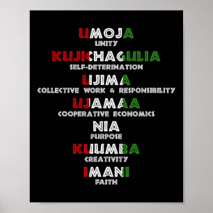 Sieben Prinzipien von Kwanzaa, einem stolzen Afroa Poster
