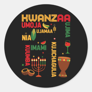 Sieben Prinzipien von Kwanzaa, einem stolzen Afroa Runder Aufkleber