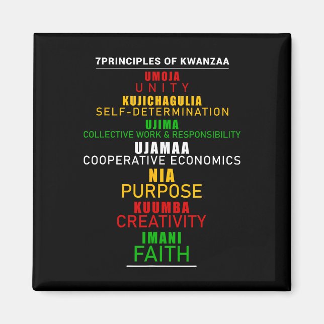 Sieben Prinzipien von Kwanzaa Weihnachten nach Ame Magnet (Vorne)