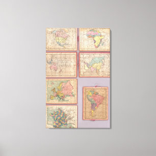 Sieben Puzzlespiel-Karten der Welt Leinwanddruck