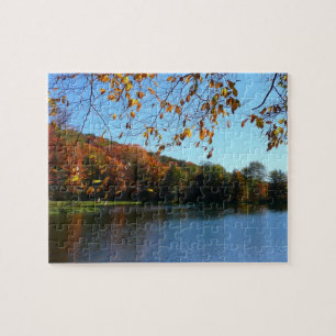 Sieben Quellen Herbstbäume und Teich
