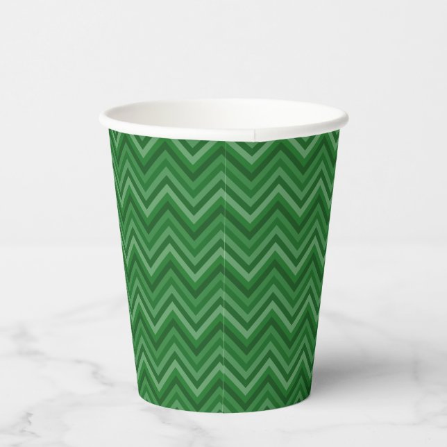 Sieben Schattierungen von Green Zig Zag Pappbecher (Rechts)
