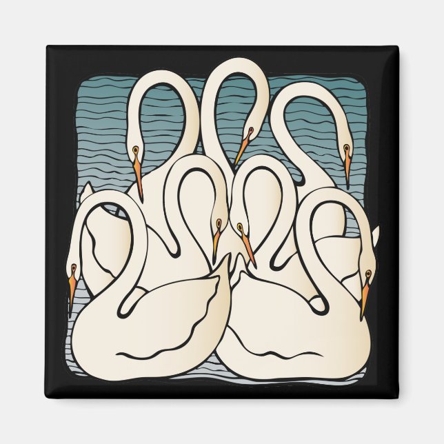 Sieben Schwäne ein Schwimmen Magnet (Vorne)