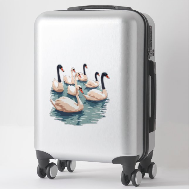 Sieben Schwäne im Stilstil 1 Aufkleber (Koffer)