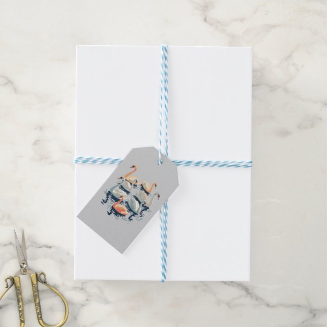 Sieben Schwäne im Stilstil 2 Geschenkanhänger (Mit Garn)