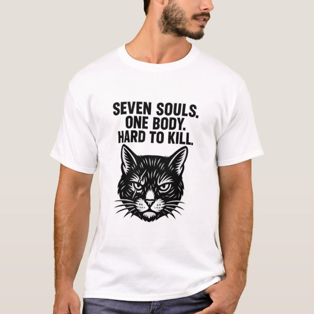 Sieben Seelen Katze  T-Shirt (Vorderseite)