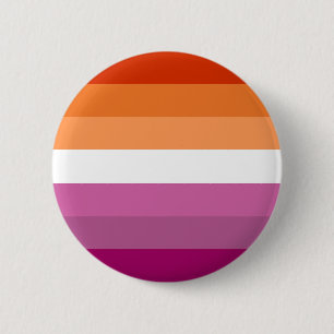 Sieben Streifen rosa orangefarbene Flagge für Lesb Button