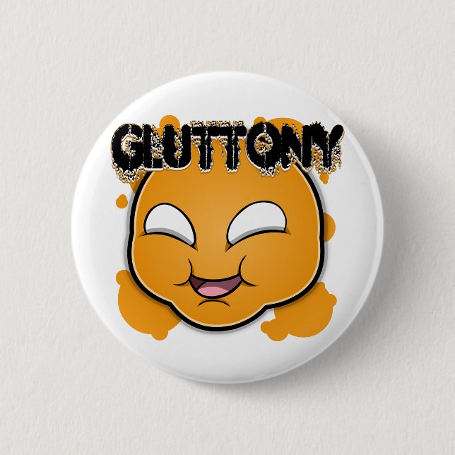 Sieben Sünden-Gesichter - Gluttony Button (Vorderseite)