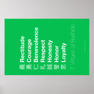 Sieben Tugenden des Bushido Poster