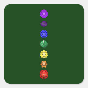 Sieben vertikale Chakras Quadratischer Aufkleber