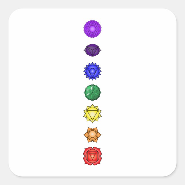Sieben vertikale Chakras Quadratischer Aufkleber (Vorderseite)