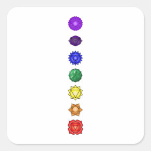 Sieben vertikale Chakras Quadratischer Aufkleber