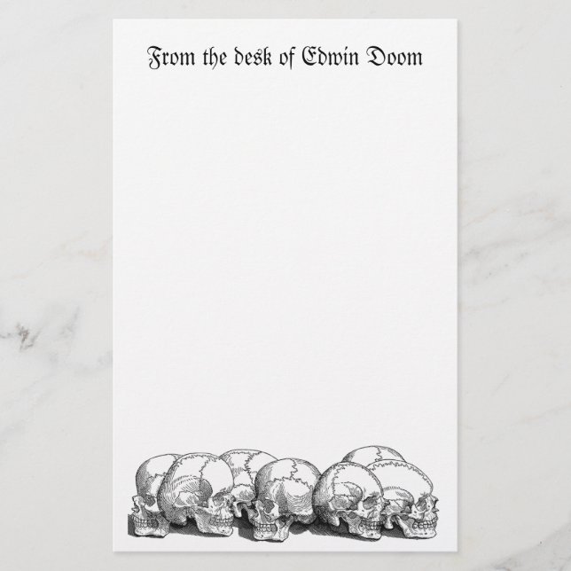 Sieben Vintage Schädel Briefpapier (Vorderseite)