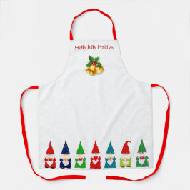 Sieben Weihnachtsgnomen auf Weiß Schürze