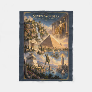Sieben Weltwunder Historische Kunst Fleecedecke