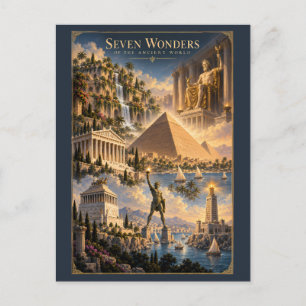 Sieben Weltwunder Historische Kunst Postkarte