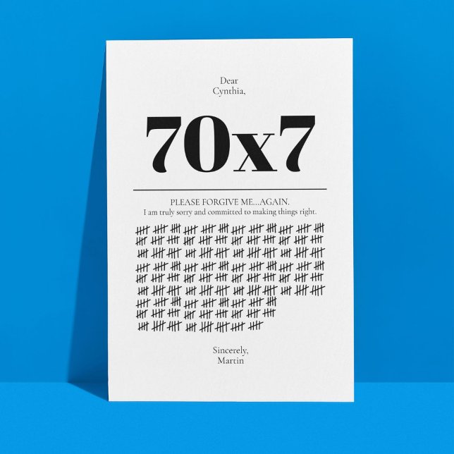 Siebenmal vergeben mir-Karte Ankündigung (An apology card for the person who tends to mess up a lot. )