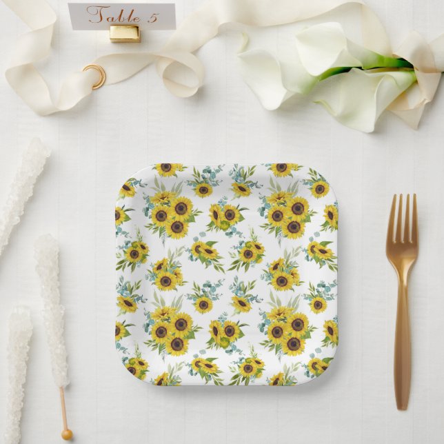 Siebfarben-Sonnenblumenmuster-Papierplatte Pappteller (Hochzeit)