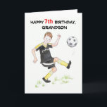 Siebte Geburtstagskarte für einen Grandson - Fußba Karte<br><div class="desc">Eine 7. Geburtstagskarte für einen Grosssohn,  der Fußball genießt,  aus einer Aquarellbild von Judy Adamson. Bitte zögern Sie nicht,  den inneren Gruß zu bearbeiten und kontaktieren Sie mich durch meinen Shop,  wenn Sie möchten,  dass der Titeltext geändert wird.</div>