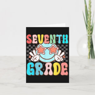 Siebte Klasse Retro groovy Smiley-Gesicht 7. Klass Karte