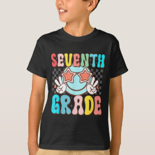 Siebte Klasse Retro Groovy Smiley Gesicht 7. Klass T-Shirt