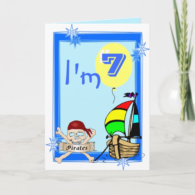 Siebter Geburtstag Karte (Vorderseite)
