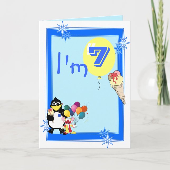 Siebter Geburtstag Karte (Vorderseite)