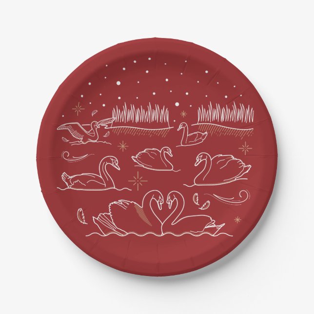 Siebter Weihnachtsfeiertag 7" Papier Teller (Vorderseite)