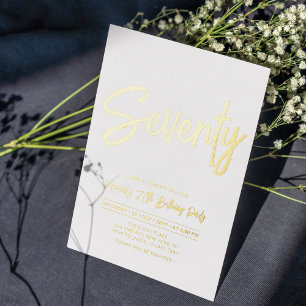 siebzig   Chic Foil Script 70. Geburtstagsparty Folieneinladung