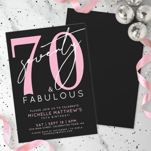 Siebzig und Fabelhaft 70. Geburtstagsfeier Einladung (Seventy And Fabulous 70th Birthday Party Invitation)