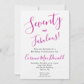 Siebzig und Fantastisch Skript Rosa 70. Geburtstag Einladung